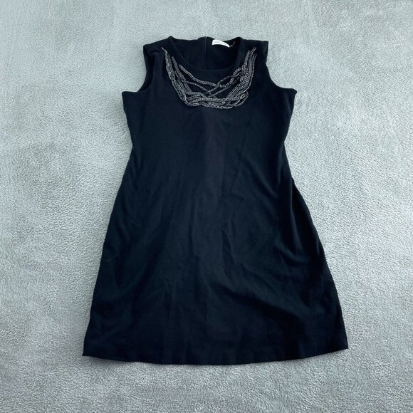Calvin Klein Black Sleeveless Chain Neckline Dress Size 12 Rayon Blend 5522 - Picture 1 of 9